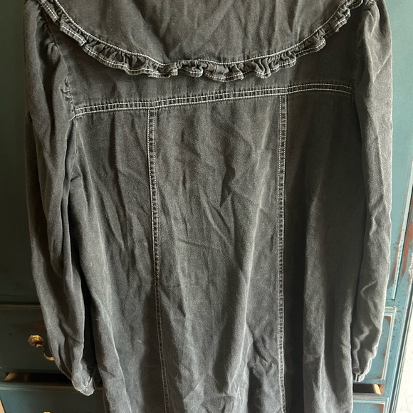 Black Ruffled Button-Up Dress - Picture 3 of 10